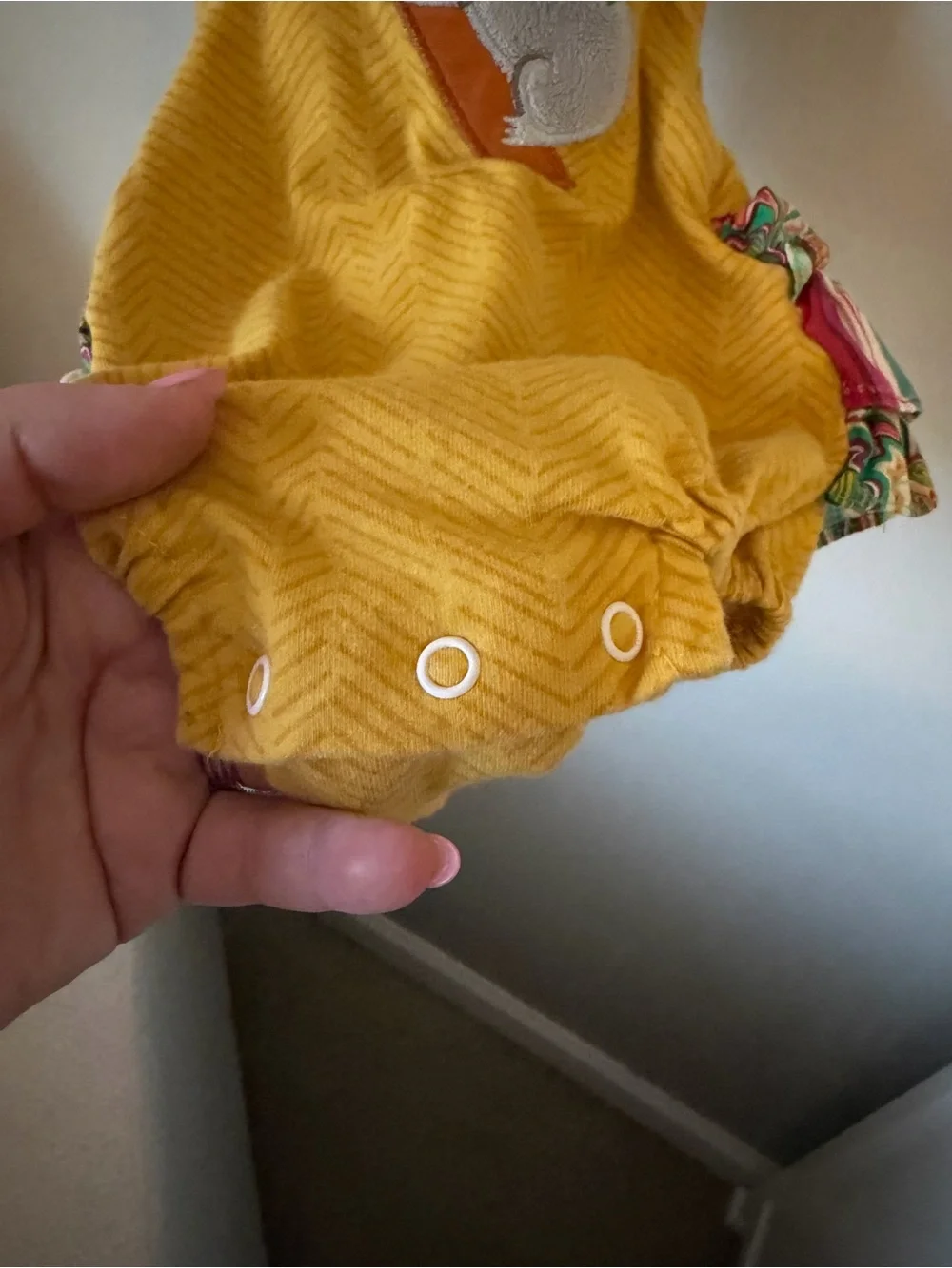 Ricrac & Ruffles Girls 0-3M Yellow Koala Embroidered Ruffle Romper Sleeveless